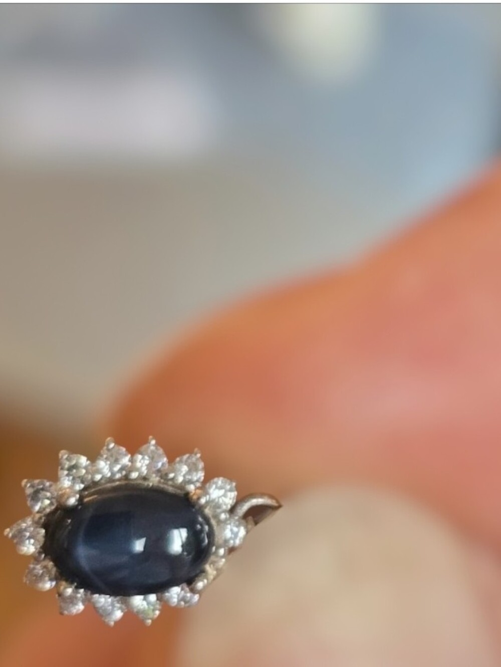 925 Sterling Silver Pendant with Star Sapphire 4x6mm & Cz
